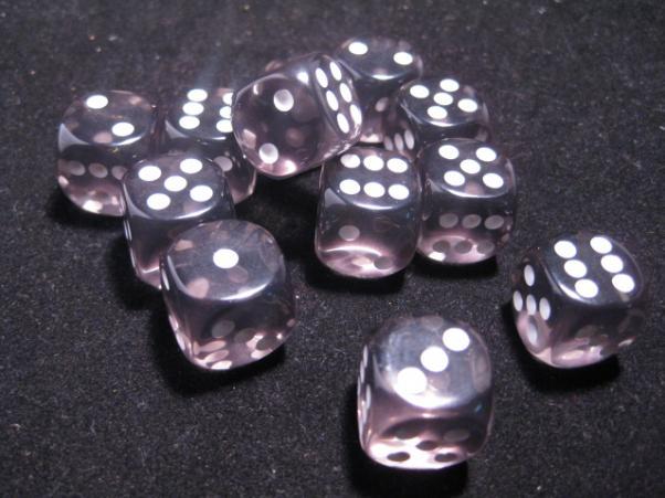 Chessex: 12Ct D6 Dice Set Translucent - Smoke/White (16mm) Dice & Gaming Accessories Chessex