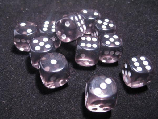 Chessex: 12Ct D6 Dice Set Translucent - Smoke/White (16mm) Dice & Gaming Accessories Chessex