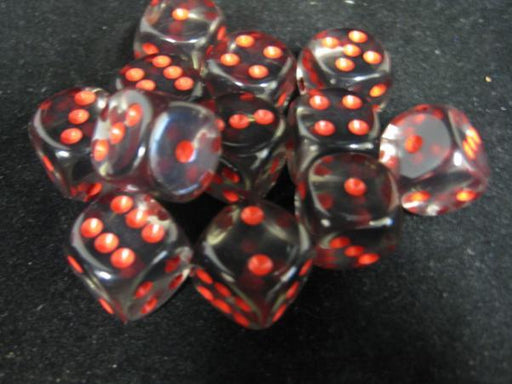 Chessex: 12Ct D6 Dice Set Translucent - Smoke/Red (16mm) Dice & Gaming Accessories Chessex