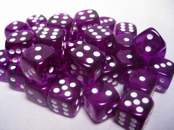 Chessex: Translucent: Purple/White 36Ct D6 Dice Set 12mm Dice & Gaming Accessories Chessex