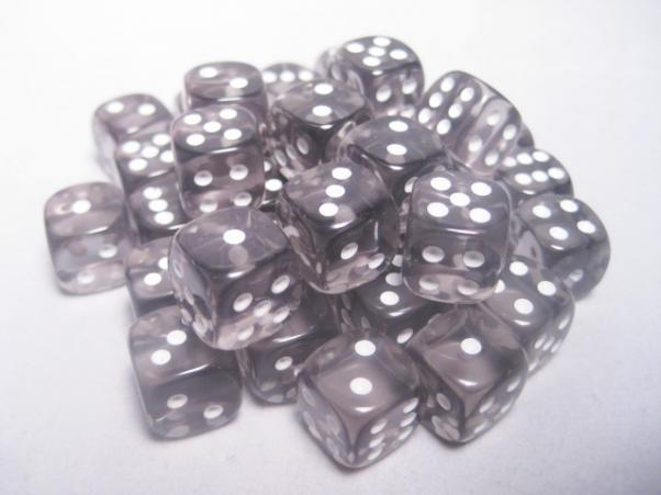 Chessex: Translucent: Smoke/White 36Ct D6 Dice Set 12mm Dice & Gaming Accessories Chessex