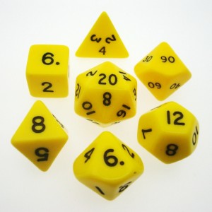 Chessex: 7-Die Set Opaque - Yellow/ Black Dice & Gaming Accessories Chessex