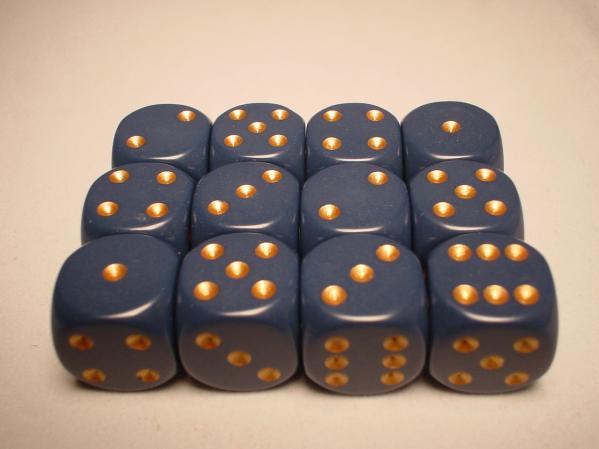 Chessex: Dusty Blue/Copper Opaque 12Ct D6 Dice Set: 16mm Dice & Gaming Accessories Chessex