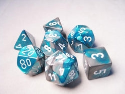 Chessex: Teal/White Gemini 7-Die Set Dice & Gaming Accessories Chessex