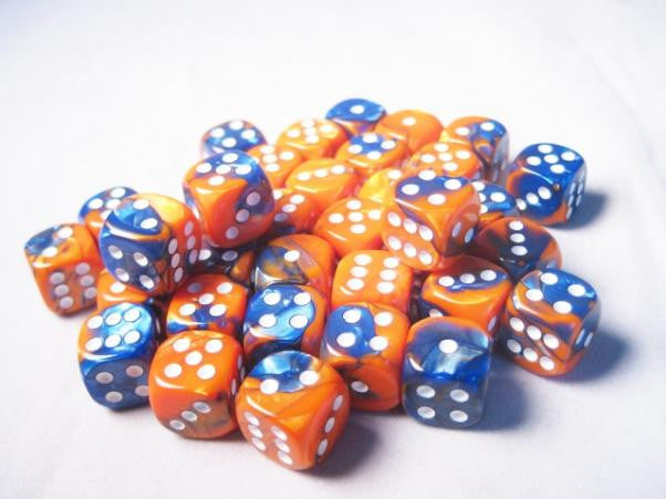Chessex: Blue-Orange/White Gemini #6 36Ct D6 Dice Set 12mm Dice & Gaming Accessories Chessex