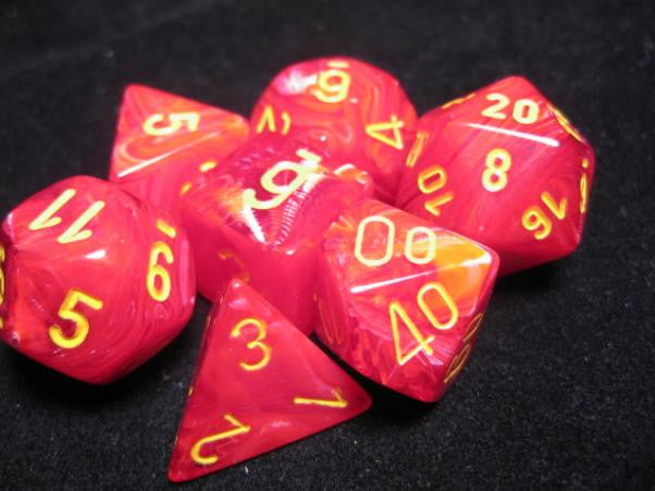 Chessex: Red/ Yellow Vortex 7-Die Set Dice & Gaming Accessories Chessex