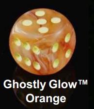 Chessex: Orange/Yellow Ghostly Glow 12Ct D6 Dice Set: 16mm Dice & Gaming Accessories Chessex