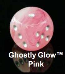 Chessex: 12Ct D6 Dice Set Ghostly Glow - Pink/Silver (16mm) Dice & Gaming Accessories Chessex