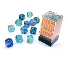 Chessex: 12Ct D6 Dice Set Luminary Nebula - Oceanic/Gold (16mm) Dice & Gaming Accessories Chessex