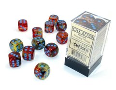 Chessex: 12Ct D6 Dice Set Luminary Nebula - Primary/Blue (16mm) Dice & Gaming Accessories Chessex
