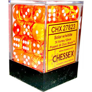Chessex: Solar/White Vortex Menagerie #8 36Ct D6 Dice Set 12mm Dice & Gaming Accessories Chessex
