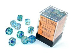 Chessex: 36Ct D6 Dice Set Luminary Nebula Oceanic/Gold (12mm) Dice & Gaming Accessories Chessex