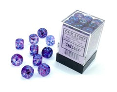 Chessex: 36Ct D6 Dice Set Luminary Nebula - Nocturnal/ Blue (12mm) Dice & Gaming Accessories Chessex