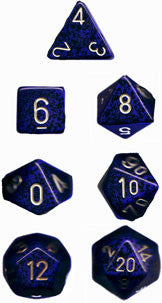 Polyhedral 7-Die Set: Speckled: Golden Cobalt CHX25337  Chessex Dice Taps Games Edmonton Alberta