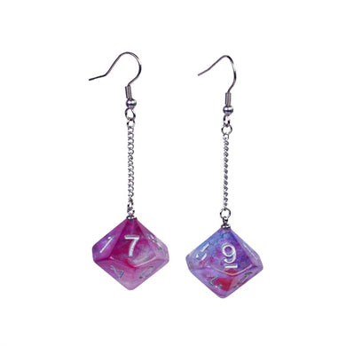 Foam Brain: d10 Purple and Red Galaxy Earrings Apparel & Merchandise Foam Brain Games   