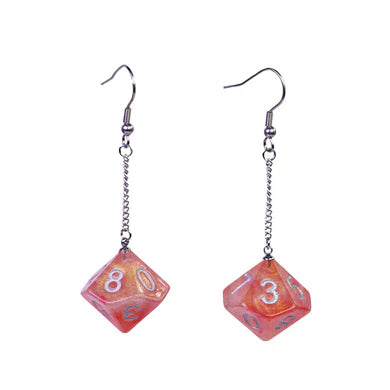 Foam Brain: d10 Red and Orange Galaxy Earrings Apparel & Merchandise Foam Brain Games   