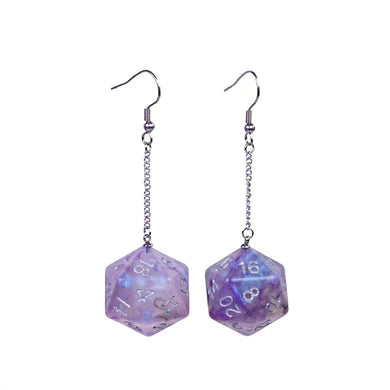 D20 Galaxy Earrings: Purple & Black Apparel & Merchandise Foam Brain Games   