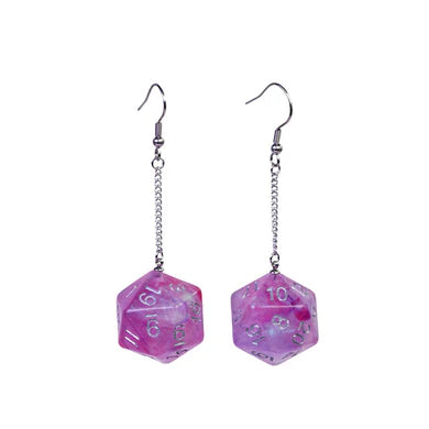 D20 Galaxy Earrings: Purple & Red Apparel & Merchandise Foam Brain Games   