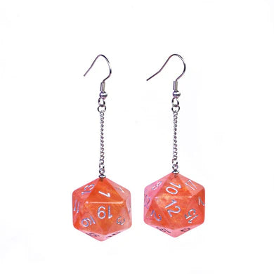 D20 Galaxy Earrings: Red & Orange Apparel & Merchandise Foam Brain Games   
