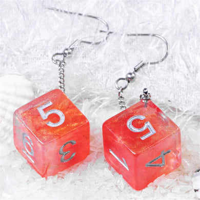 D6 Galaxy Earrings: Red & Orange Apparel & Merchandise Foam Brain Games   