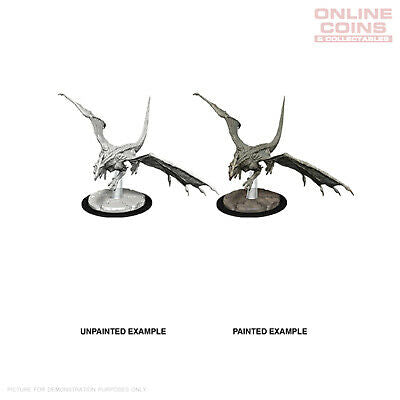 D&D Nolzur's Marvelous Miniatures: W9 Young White Dragon Unpainted Miniatures WizKids