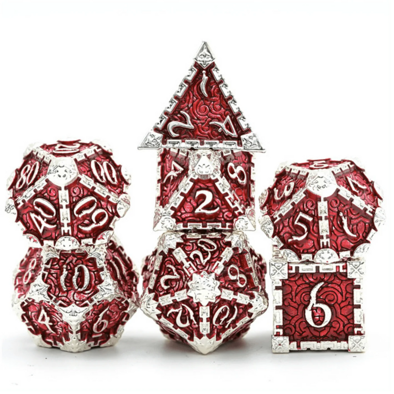 Foam Brain Games: Dagger of Venom Silver Ruby 7-Die Set (Metal) Dice & Gaming Accessories Foam Brain Games