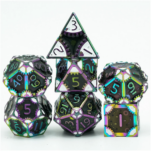 Foam Brain Games: SteamPunk Dark Lord 7-Die Set (Metal) Dice & Gaming Accessories Foam Brain Games