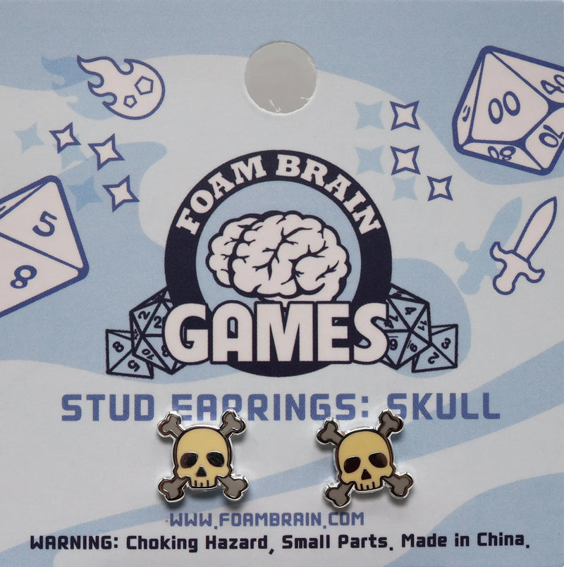 Foam Brain: Skull Stud Earrings Apparel & Merchandise Foam Brain Games   
