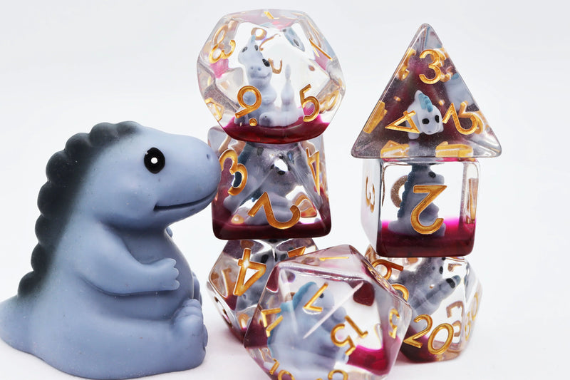 Foam Brain Games: Gray T-Rex 7-Die Set Dice & Gaming Accessories Foam Brain Games