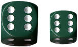 D6: 12Mm: Opaque: Green/White CHX25805  Chessex Dice Taps Games Edmonton Alberta
