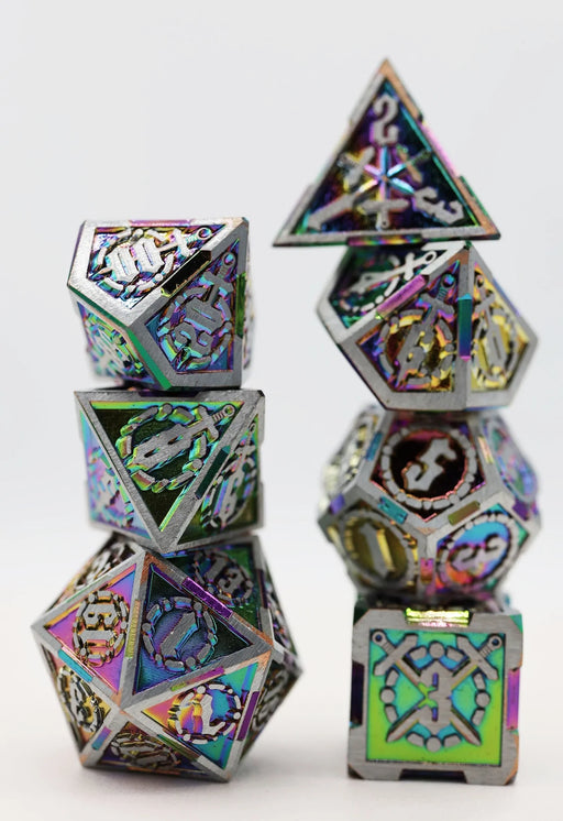 Foam Brain Games: Holographic Sword 7-Die Set (Metal) Dice & Gaming Accessories Foam Brain Games