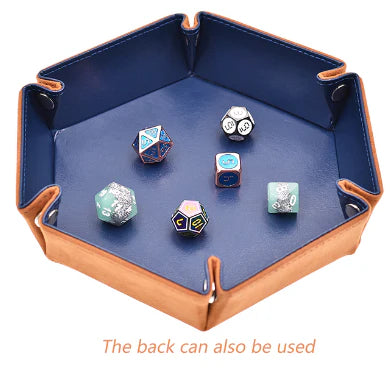 Foam Brain Games: Navy w/ Tan Leatherette & Velvet Hex Dice Tray Dice & Gaming Accessories Foam Brain Games