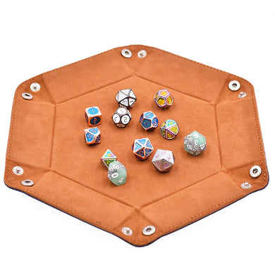 Foam Brain Games: Navy w/ Tan Leatherette & Velvet Hex Dice Tray Dice & Gaming Accessories Foam Brain Games