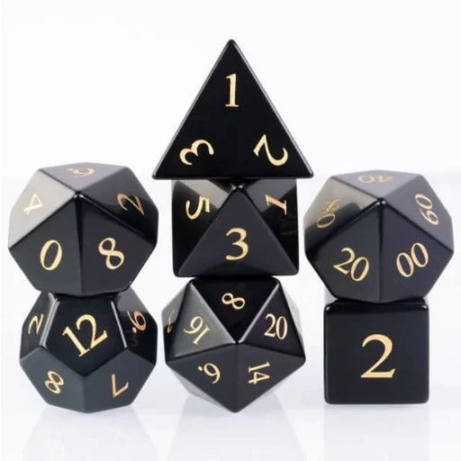 Foam Brain Games: Obsidian Engraved with Gold 7-Die Set Dice & Gaming Accessories Foam Brain Games