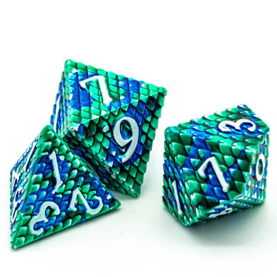 Foam Brain Games: Ocean Dragon Scale - RPG Metal Dice 7-Die Set (Metal) Dice & Gaming Accessories Foam Brain Games
