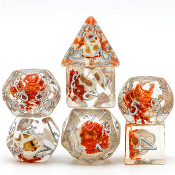 Foam Brain Games: Orange Flower with White Skull 7-Die Set Dice & Gaming Accessories Foam Brain Games