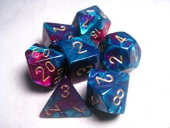 Chessex: Purple Teal/Gold Gemini 7-Die Set Dice & Gaming Accessories Chessex