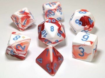 Polyhedral 7-Die Set: Gemini - Red White/Blue CHX30022  Chessex Dice Taps Games Edmonton Alberta