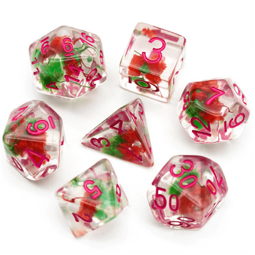 Foam Brain Games: Red and Green Flower 7-Die Set Dice & Gaming Accessories Foam Brain Games
