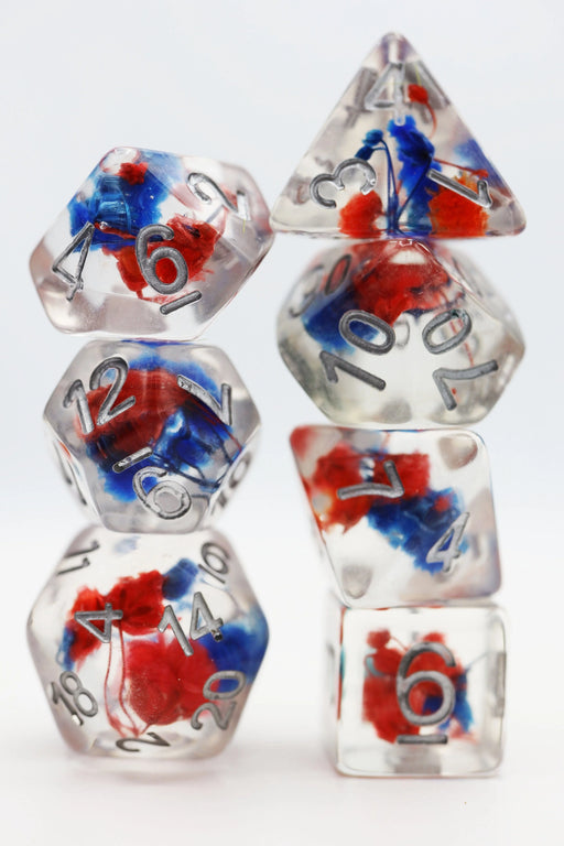 Foam Brain Games: Red & Blue Flower 7-Die Set Dice & Gaming Accessories Foam Brain Games