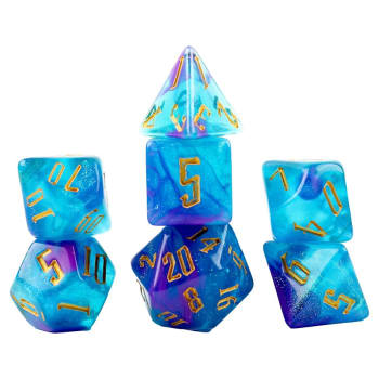 Sirius Dice: 7-Die Dice Set - Cerulean Nebula Dice & Gaming Accessories Sirius Dice