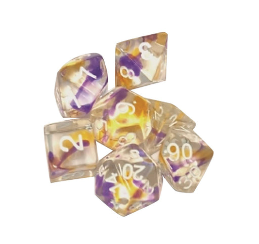 Sirius Dice: 7-Die Dice Set - Yellow-Violet Swirl Dice & Gaming Accessories Sirius Dice