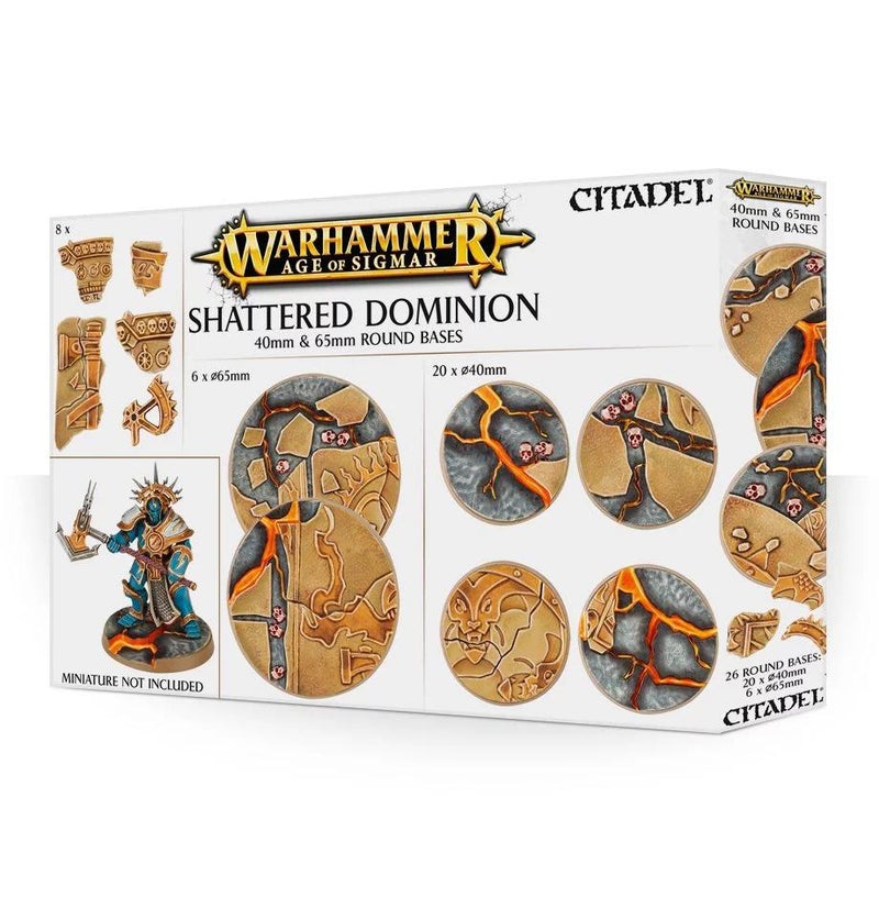 Age of Sigmar: Shattered Dominion 40 & 65mm Round Bases  Games Workshop Tools and Bases Taps Games Edmonton Alberta