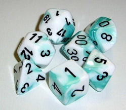 Chessex: Gemini White Teal/Black 7-Die Set Dice & Gaming Accessories Chessex