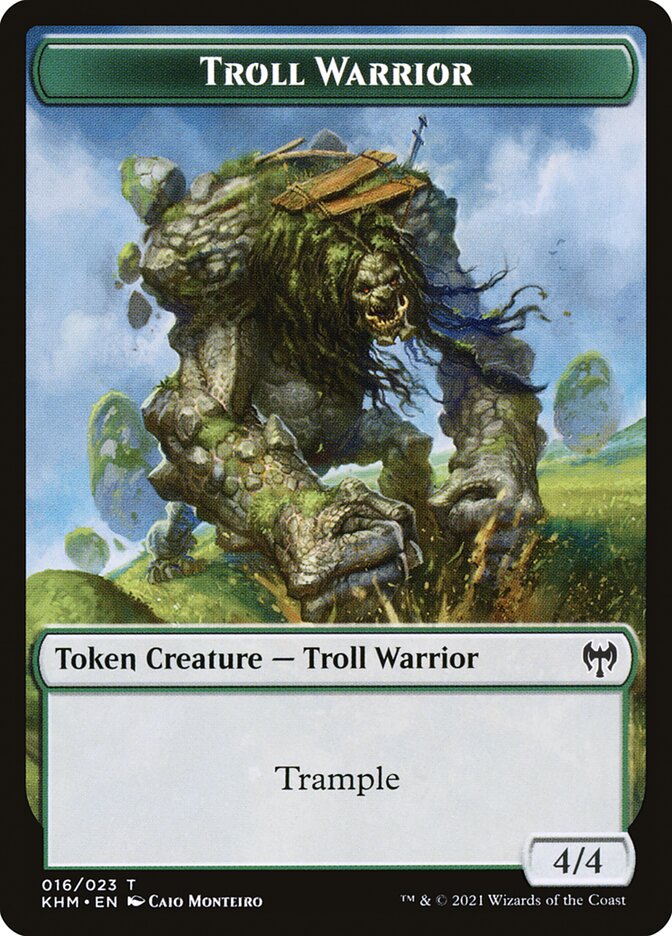 Human Warrior // Troll Warrior Double-Sided Token [Tokens] Kaldheim Tokens MTG Single Magic: The Gathering