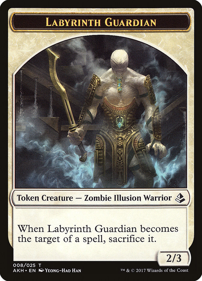 Warrior // Labyrinth Guardian Double-Sided Token [Tokens] Amonkhet Tokens MTG Single Magic: The Gathering