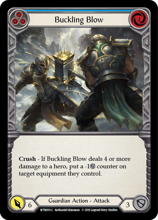 Buckling Blow (Blue) [WTR059-C] Alpha Print Rainbow Foil Flesh And Blood Single Flesh And Blood   