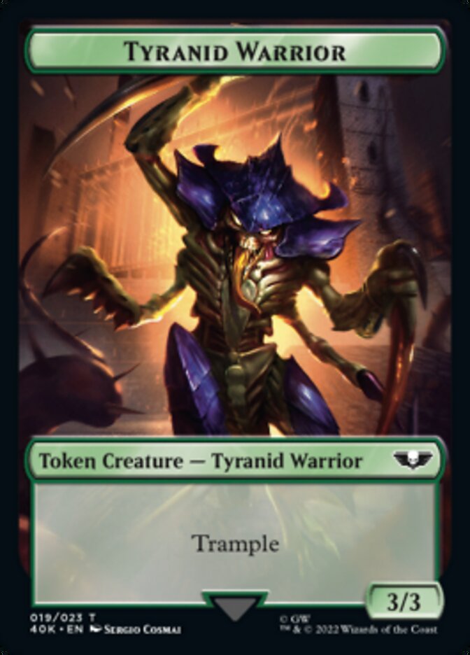 Tyranid (017) // Tyranid Warrior Double-Sided Token (Surge Foil) [Tokens] Warhammer 40,000 Tokens MTG Single Magic: The Gathering