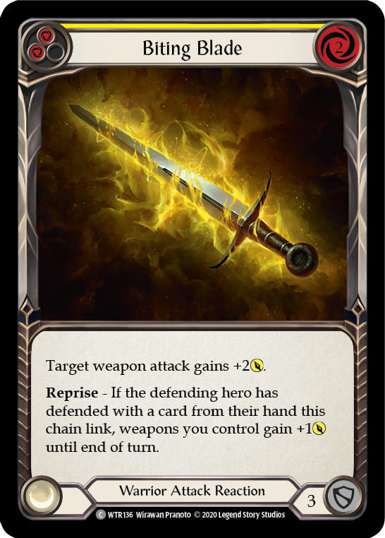 Biting Blade (Yellow) [WTR136] Unlimited Edition Rainbow Foil Flesh And Blood Single Flesh And Blood   