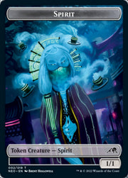 Spirit (002) // Tezzeret, Betrayer of Flesh Emblem Double-Sided Token [Tokens] Kamigawa: Neon Dynasty Tokens MTG Single Magic: The Gathering